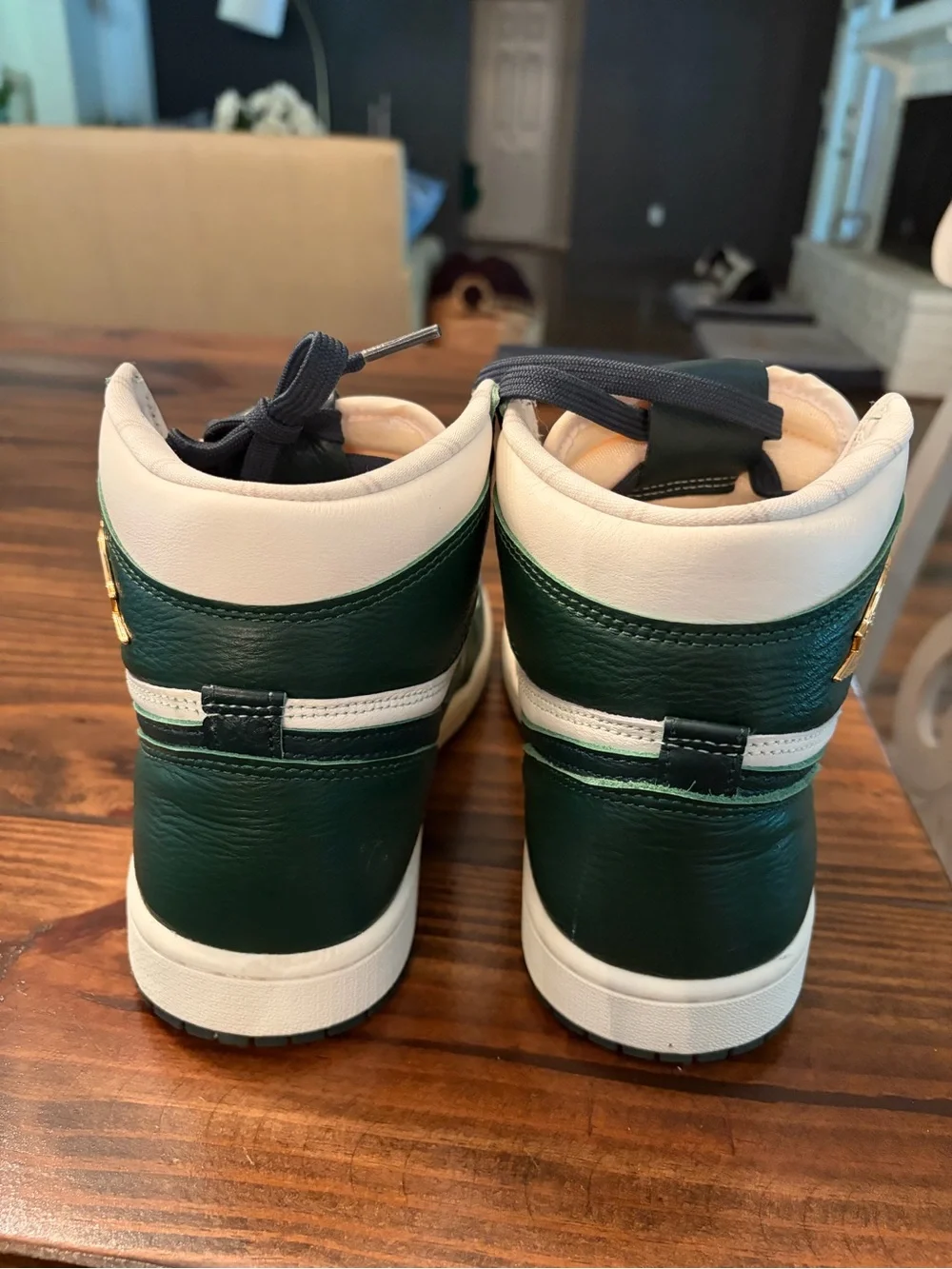 Nike Womens Jordans High-Top Sneakers in White and Dark Green